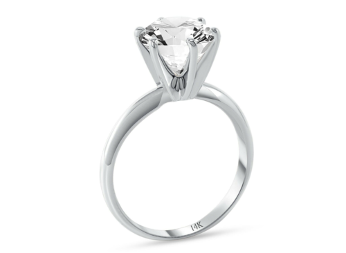IGI F/VS 3 Ct Round 14K White Gold Diamond Solitaire Engagement Ring Lab Grown - Picture 2 of 7