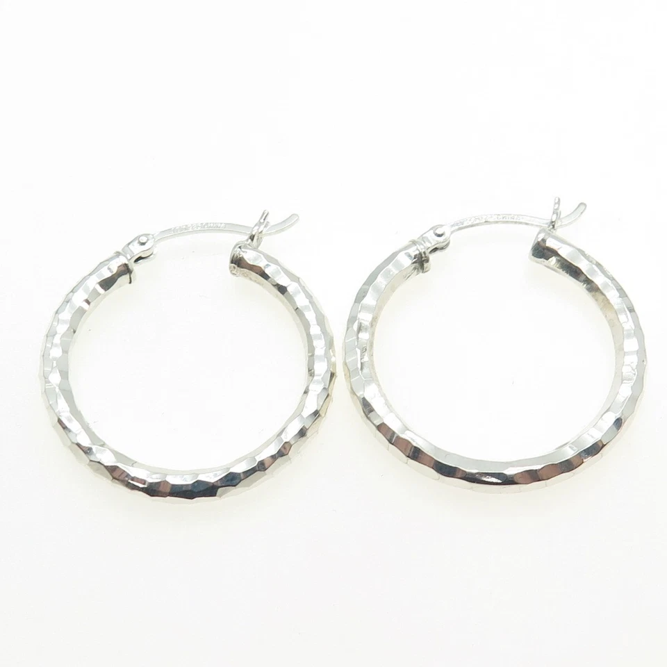 JOM JUST ONE MORE 925 Sterling Silver Diamond-Cut Hoop Earrings - Image 4 of 4