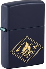 ZIPPO "CAMPFIRE" NAVY BLUE LASER ENGRAVED LIGHTER 60007187 ** NEW IN THE BOX **