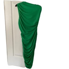 pretty little thing ladies green one shoulder bodycon dress size 12