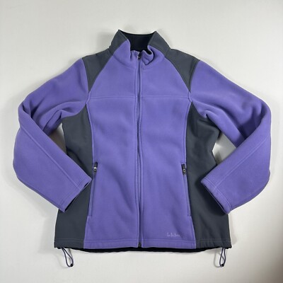 Bean Womens Fleece Full Zip Jacket Purple Gray Size Medium Regular  0FJW2