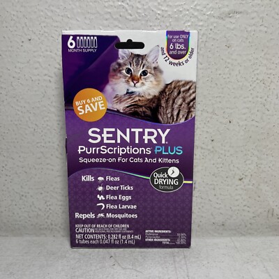 Sentry PurrScriptions Plus Cat & Kitten Squeeze-On Flea & Tick Control 6 Month