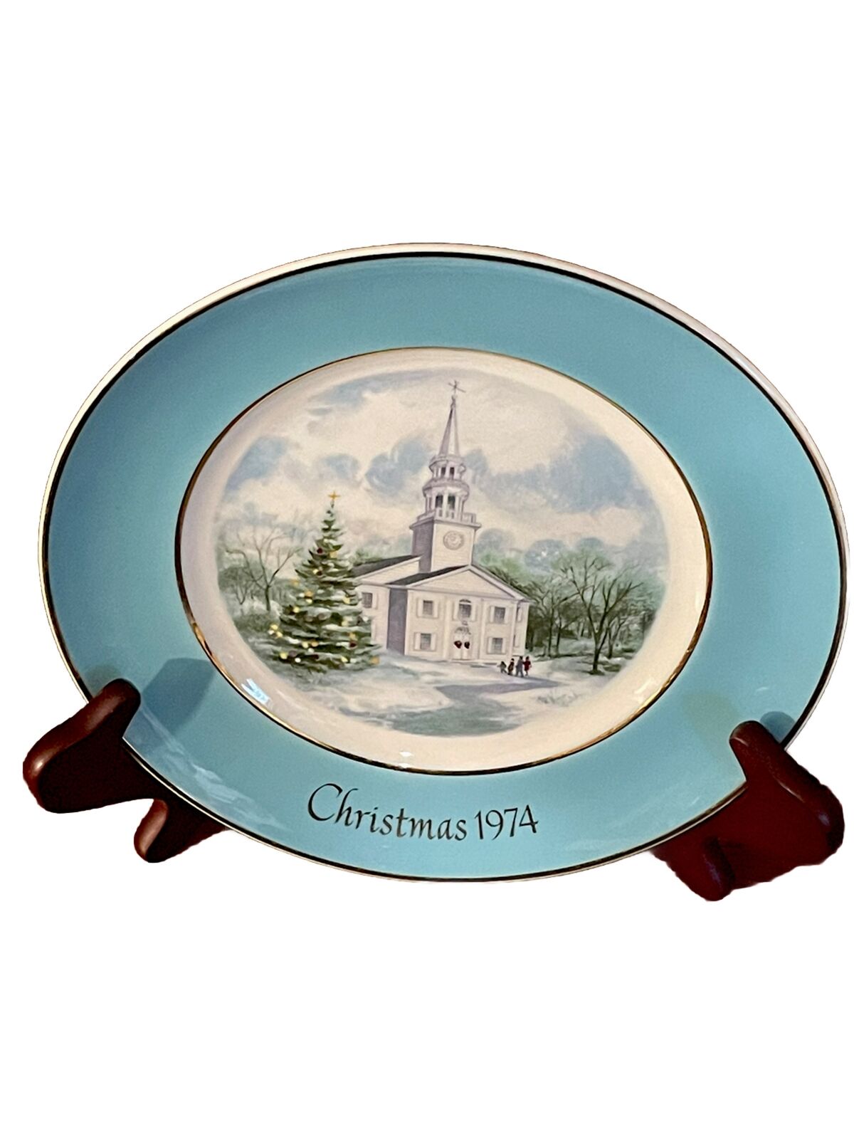 Avon "Country Church" Christmas Plate 1974 Second Edition Vintage Minty