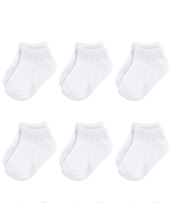 Hudson Baby Unisex 6 Pack Cotton Rich Terry Socks, White No-Show, 12-24 Months