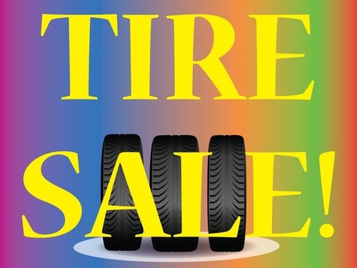 Tire Sale | Sidewalk Yard Sign with Metal Stakes | 24"w x 18"h - Picture 3 of 5