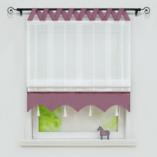 Raffrollo mit Schlaufen Raffgardine Küche Gardine Landhaus Fenstervorhang Voile