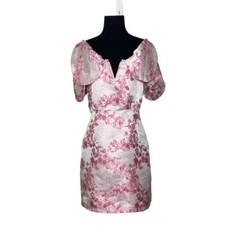 PrettyLittleThing pink floral cocktail mini dress size 8