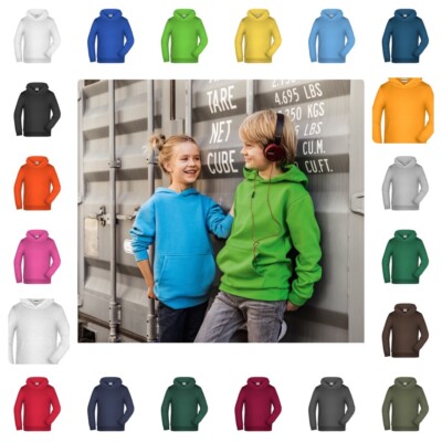 James Nicholson Kinder Hoodie Kapuzenpullover JN796K 104-164 23 Farben Boy Girl
