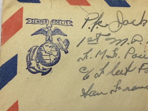 Vintage USMC 1945 U S Postal Cover Envelope Only Semper Fidelis Seal U.S. Navy - Picture 3 of 7