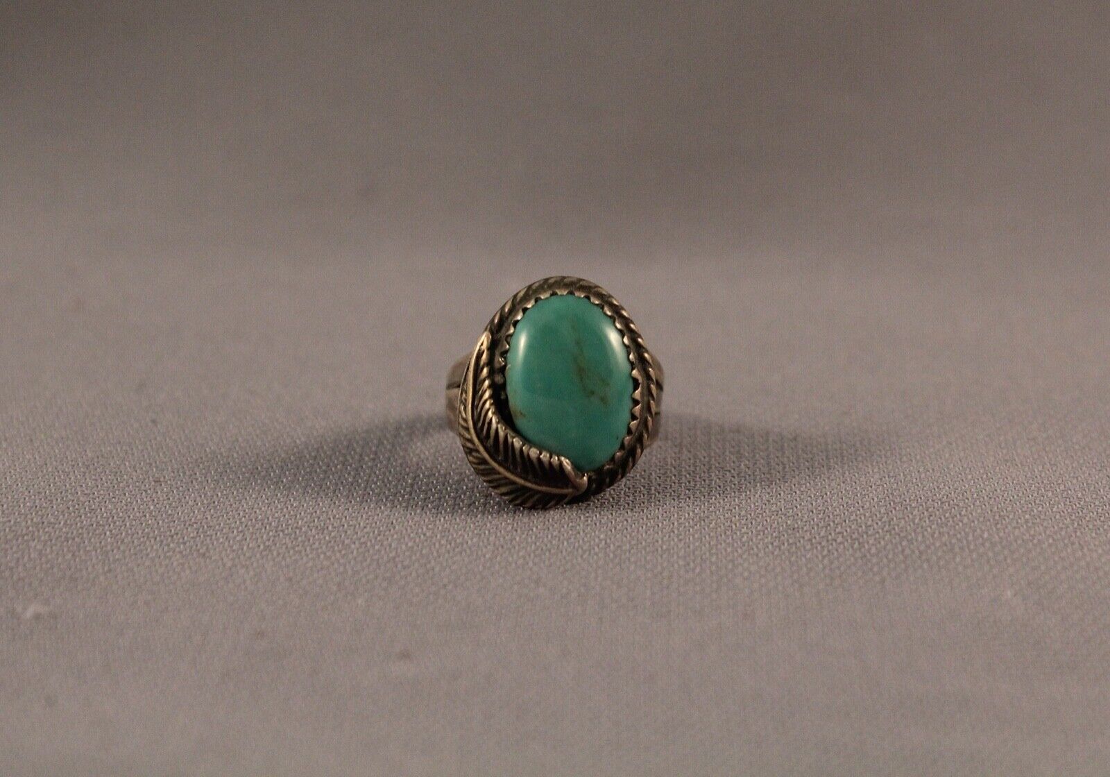 Old Pawn Navajo Turquoise Ring  Size 4 - image 1