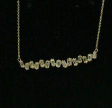 1.00Ct Baguette Lab Created Diamond Bar Pendant Necklace 14k Gold Plated Women's