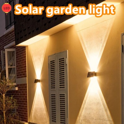 8LED Solar Wall Lights Up Down Lamp Decor Waterproof Garden