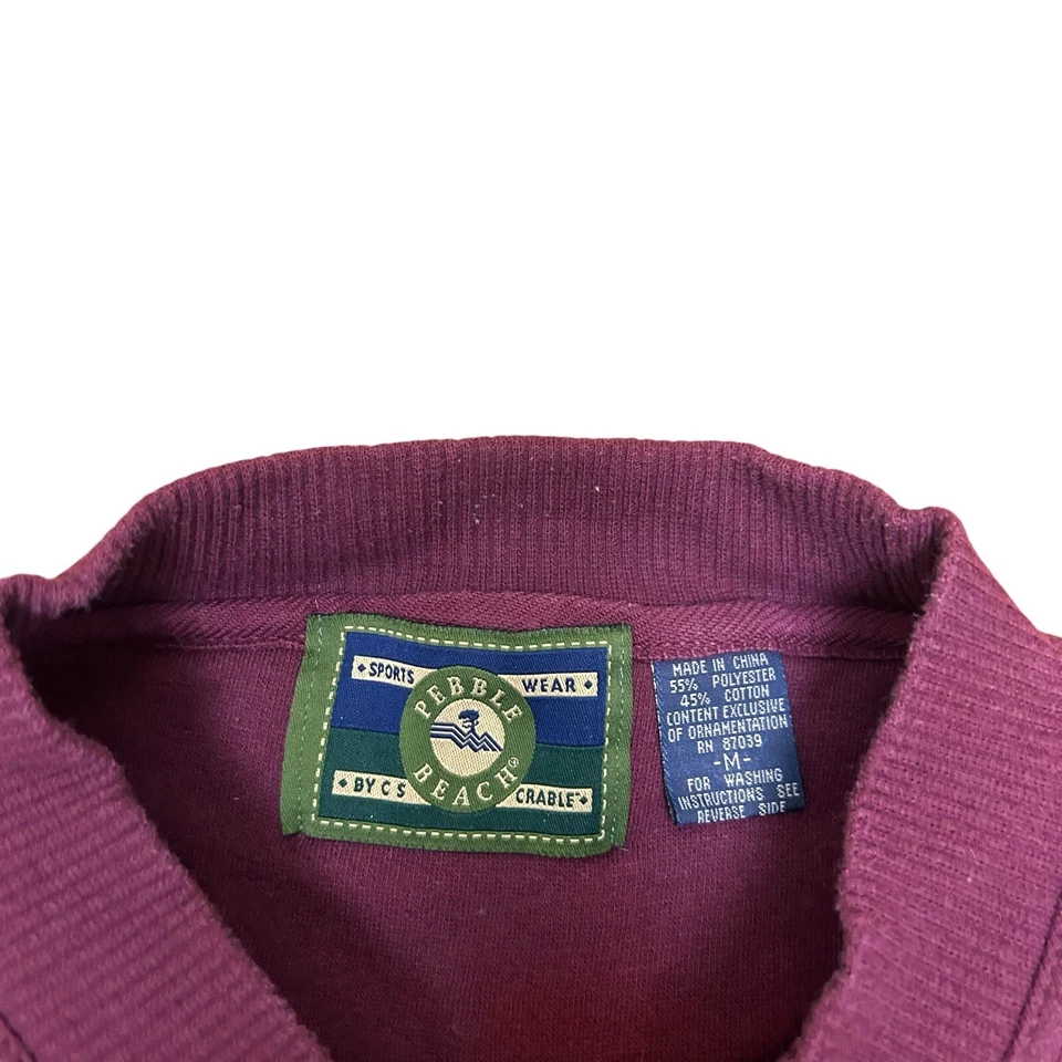 Винтажный Pebble Beach толстовка мужчин средний красный Crewneck пуловер свитер вышитый - Изображение 3 из 4