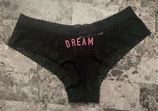 NWT VICTORIA'S SECRET LARGE BLACK PINK DREAM FLORAL LACE CHEEKY PANTIES