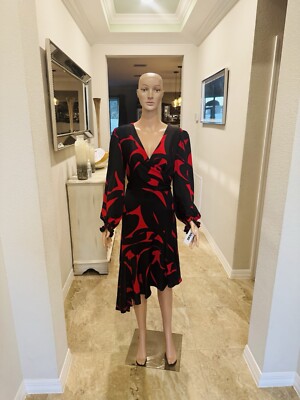 DKNY Women s Black/Scarlet Dress US Size 12 MSRP $134