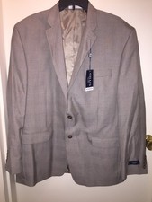 CHAPS Men's Suit Jacket Two-Button TAN PLAID Size 46REG Dress/Casual NEW Tags