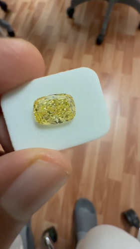 3.02 Cushion Modified Lab Grown Diamond For Ring IGI Fancy Vivid Yellow VS2 - Video 1 of 1