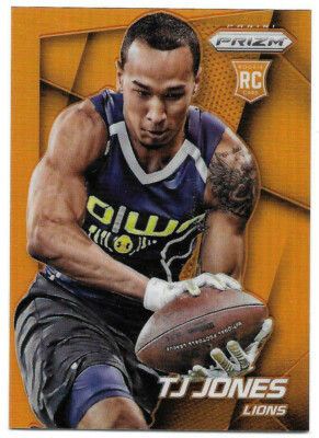2014 T.J. Jones Panini Prizm Rookie Orange Refractor - Detroit Lions