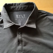 BYLT Polo Shirt Mens Medium Premium Basics Drop Cut Lux S/S Gray