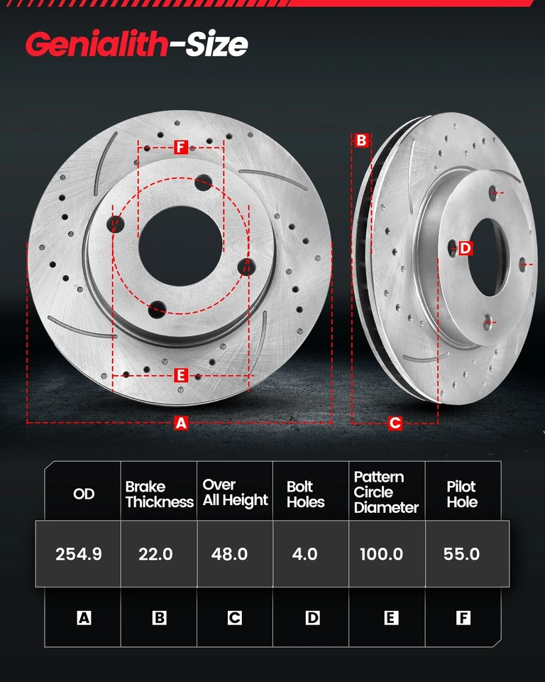 Front Disc Rotors Ceramic Brake Pads for 1998 - 2002 Chevy Prizm Toyota Corolla Foto 2 de 4