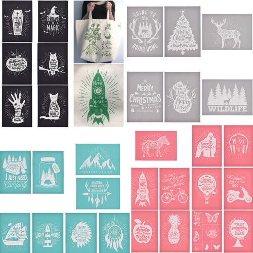 DIY Silk Screen Stencil Print Adhesive Mesh Transfers Home for Bag T-shIrt Paper - Afbeelding 1 van 38