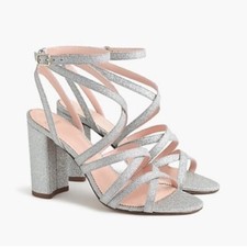J. Crew glitter cross strap stella heels NEW 7.5