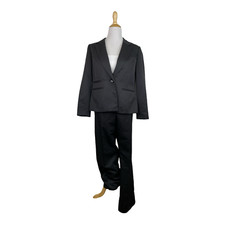 Le Suit Women's Black Pinstriped 2-Piece Blazer Suit Set Size 10