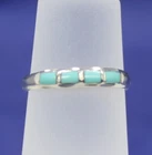 Vintage Sterling Silver Turquoise Band. Signed Silver Cloud SC. Sz 3.75