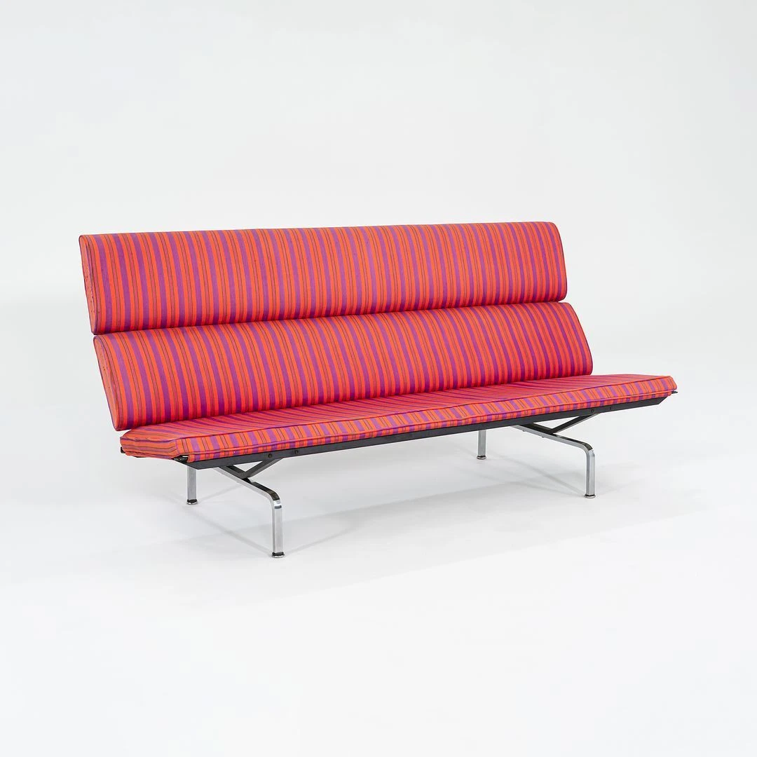 1984 Herman Miller Eames Sofa Compact with Alexander Girard Miller Stripe Fabric