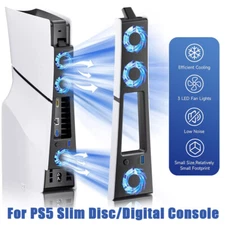 External Cooling Fan For PS5 Slim Disc/Digital Console Cooler Fan LED + USB 3.0