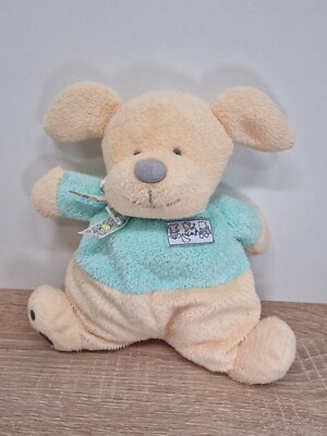 Miniwear Classics Plüsch grün & gelb Hund    Baby Rassel weiches Kuscheltier 