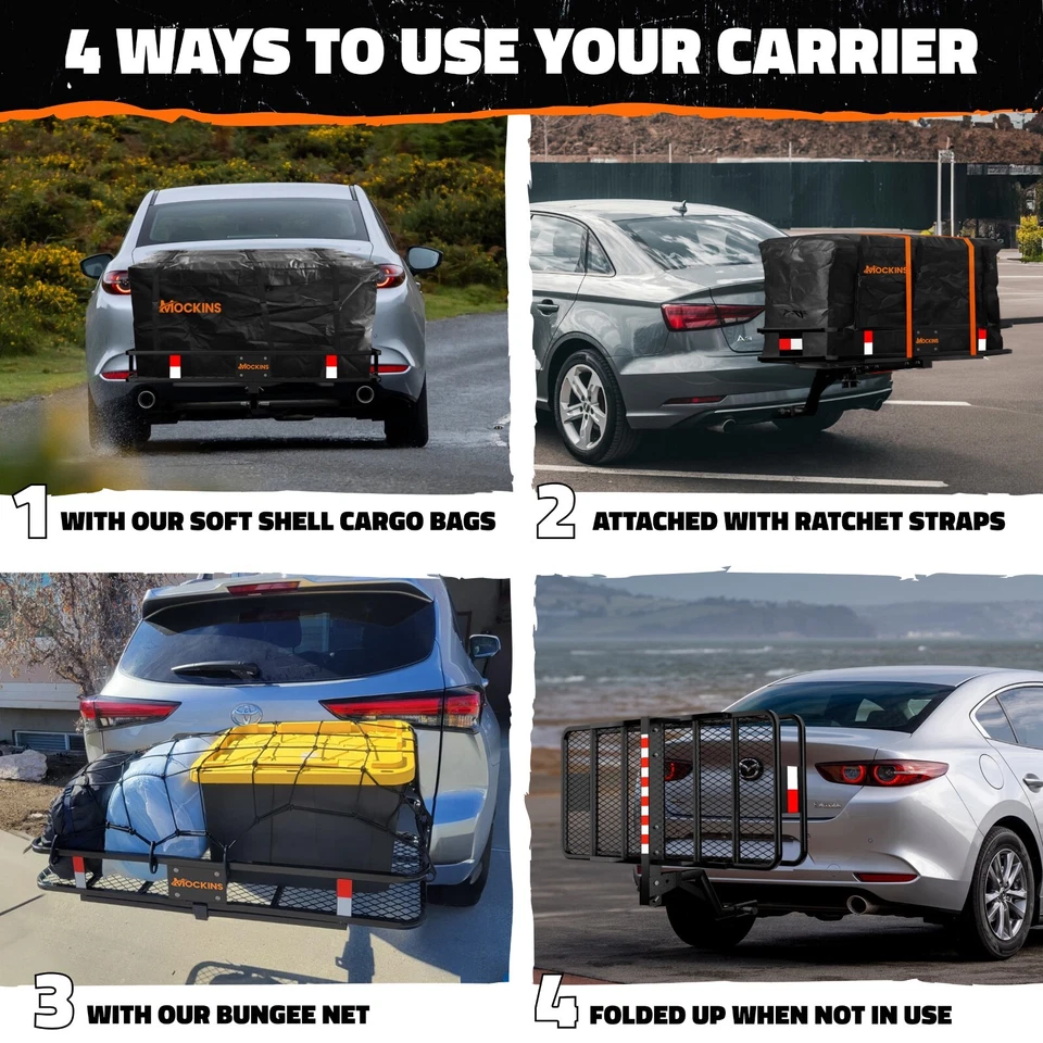 Mockins 48"x20"x6" Raised Hitch Cargo Carrier with 6" Shank Rise - Изображение 3 из 4