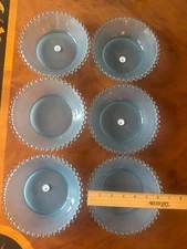 Dalzell Viking Glass Candlewick Style Beaded Rim Glass Bowl Frosted Blue 6.25"