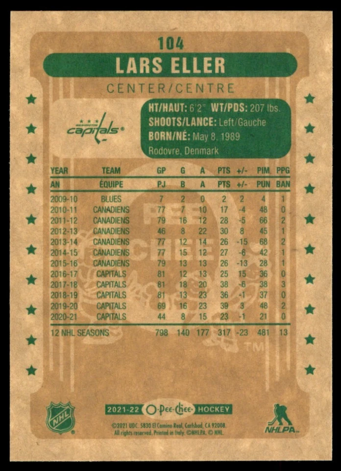 2021-22 O-Pee-Chee Retro Lars Eller #104 - Image 2 of 2