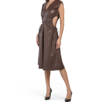 7 for all mankind brown leather dress