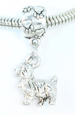  Westiepoo 3D Dog Lover Charm on Pawprint Slider Bead for Bracelets Or Necklace