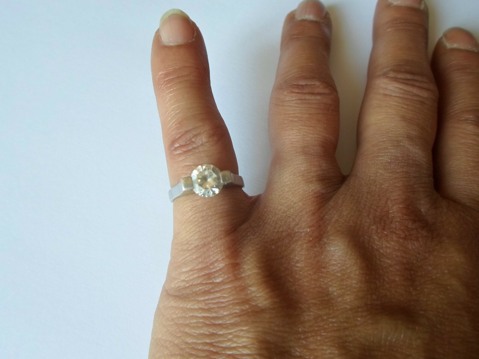 solid silver ring, solitaire, zirconium, s. 50 - image 2