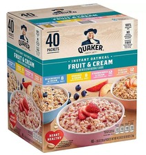 Quaker Instant Oatmeal Fruit Cream, Variety Pack, 40-count 42.3 oz