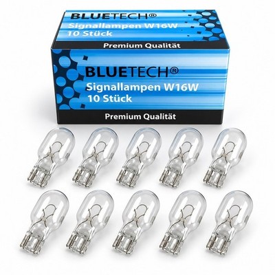 10 x W16W  BLUETECH  Premium W2.1x9.5d T15 12 V 16 Watt Glassockellampe