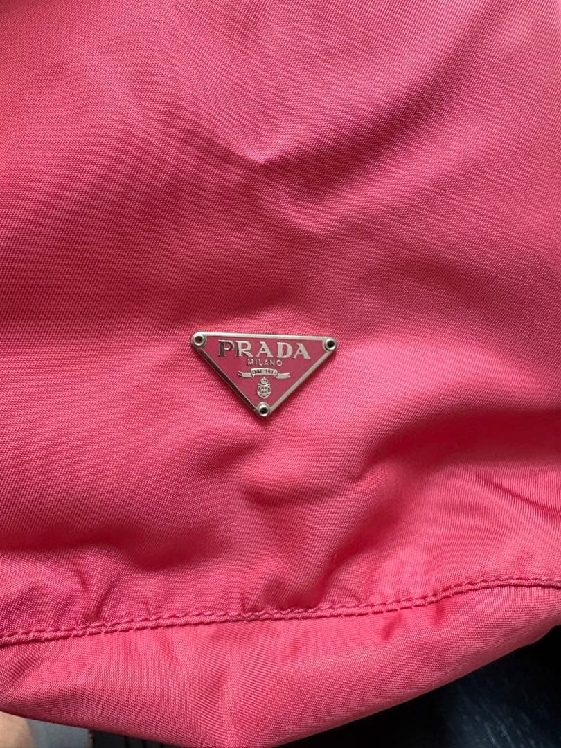 PRADA Nylon Drawstring Pouch Pink Logo Authentic … - image 5