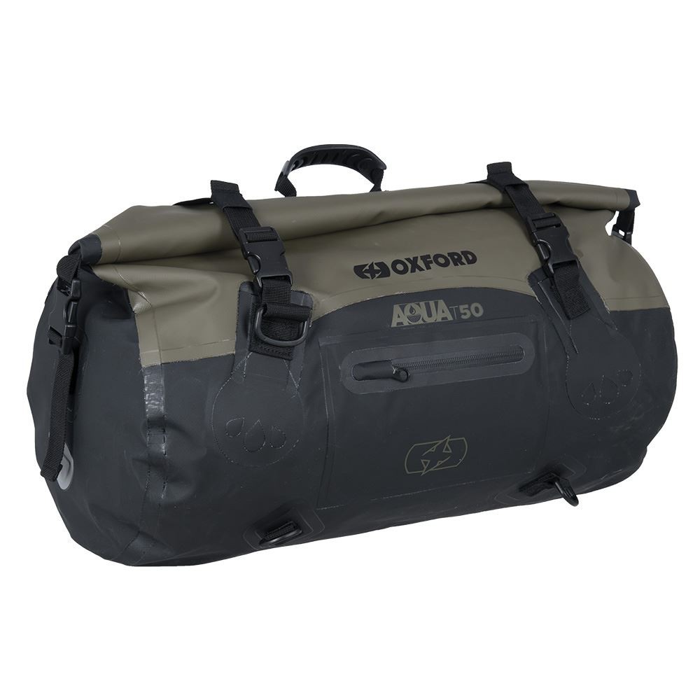 Oxford Aqua T50 Motorcycle Luggage Tail Pack Roll Bag Khaki