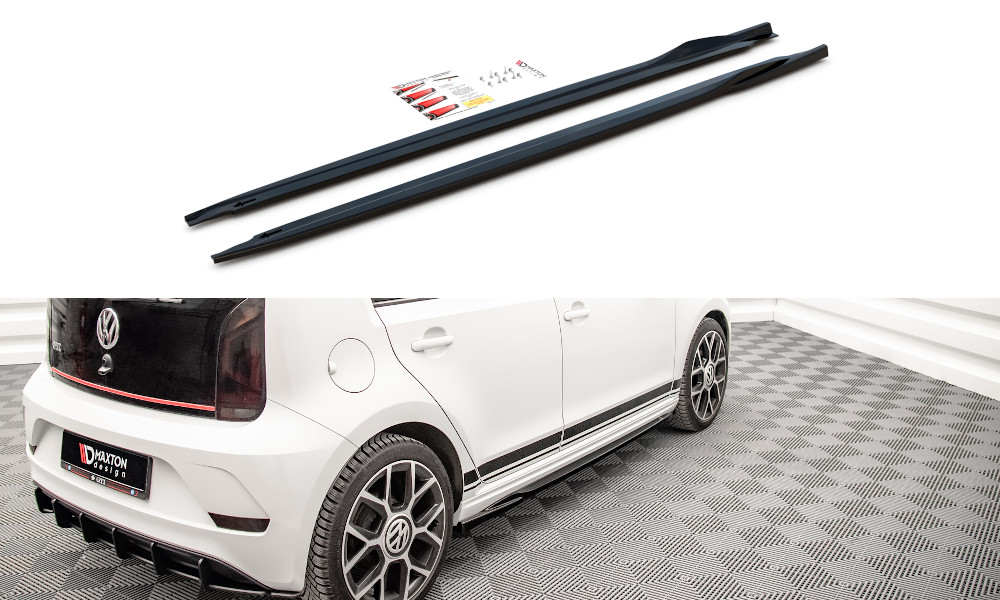 Extensions bas de caisse Maxton Volkswagen Up GTI noir brillant pour rassemblement auto