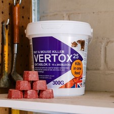 Vertox Rat and Mouse Killer Poison Bait Blocks Single Feed Killer Strength 12 pk