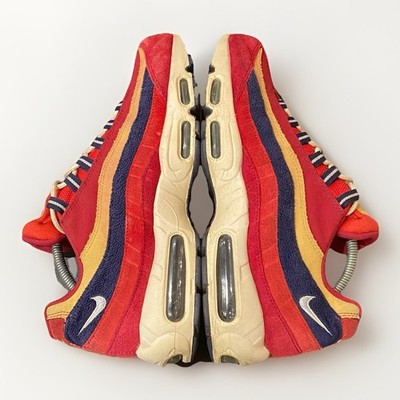 Nike Air Max 95 Sneaker Herren UK 9 Red Crush Wheat Gold Suede Streetwear Rare »