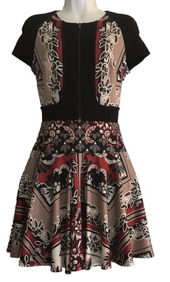 BEBE WOMENS FIT N FLARE CAP SLEEVE ABOVE KNEE DOUBLE ZIPPERED DRESS SIZE-XS