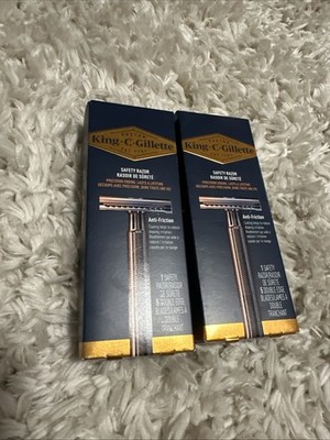 King C. Gillette Lot Of 2 Men Double Edge Safety Razor + 5 Refill Blades