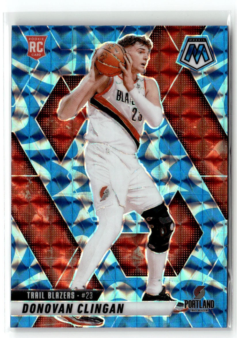 2024-25 Panini Mosaic #246 Donovan Clingan Reactive Blue Mosaic