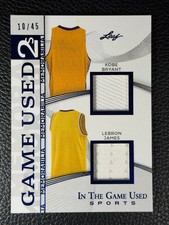 2025 Leaf In The Game Used Sports Blue Kobe Bryant LeBron James 10/45 Jersey 