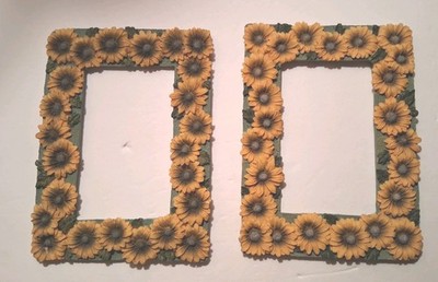 2 Ceramic 3D Sunflower Frames No Backing Fits 3X5 Pic Outside 7 1/2'' X 5 1/2''