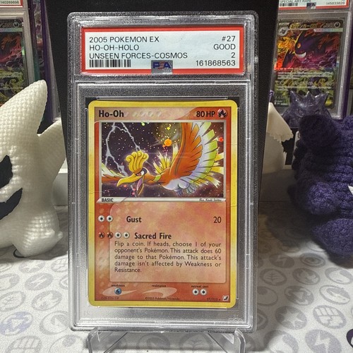 2005 POKEMON EX UNSEEN FORCES COSMOS #27 HO-OH-HOLO PSA 2 POP 5 SWIRL